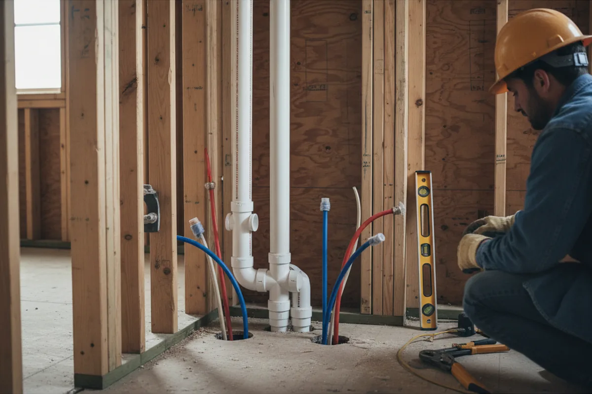 Drain and supply rough-in during Leak Detection in Decatur